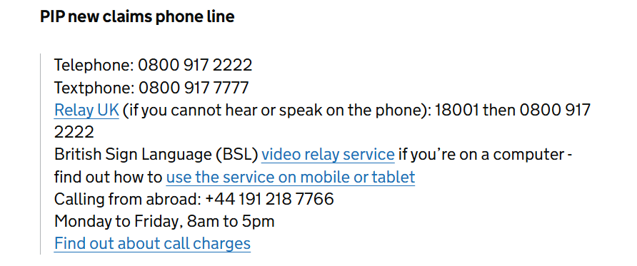 pip new claim landline numbers